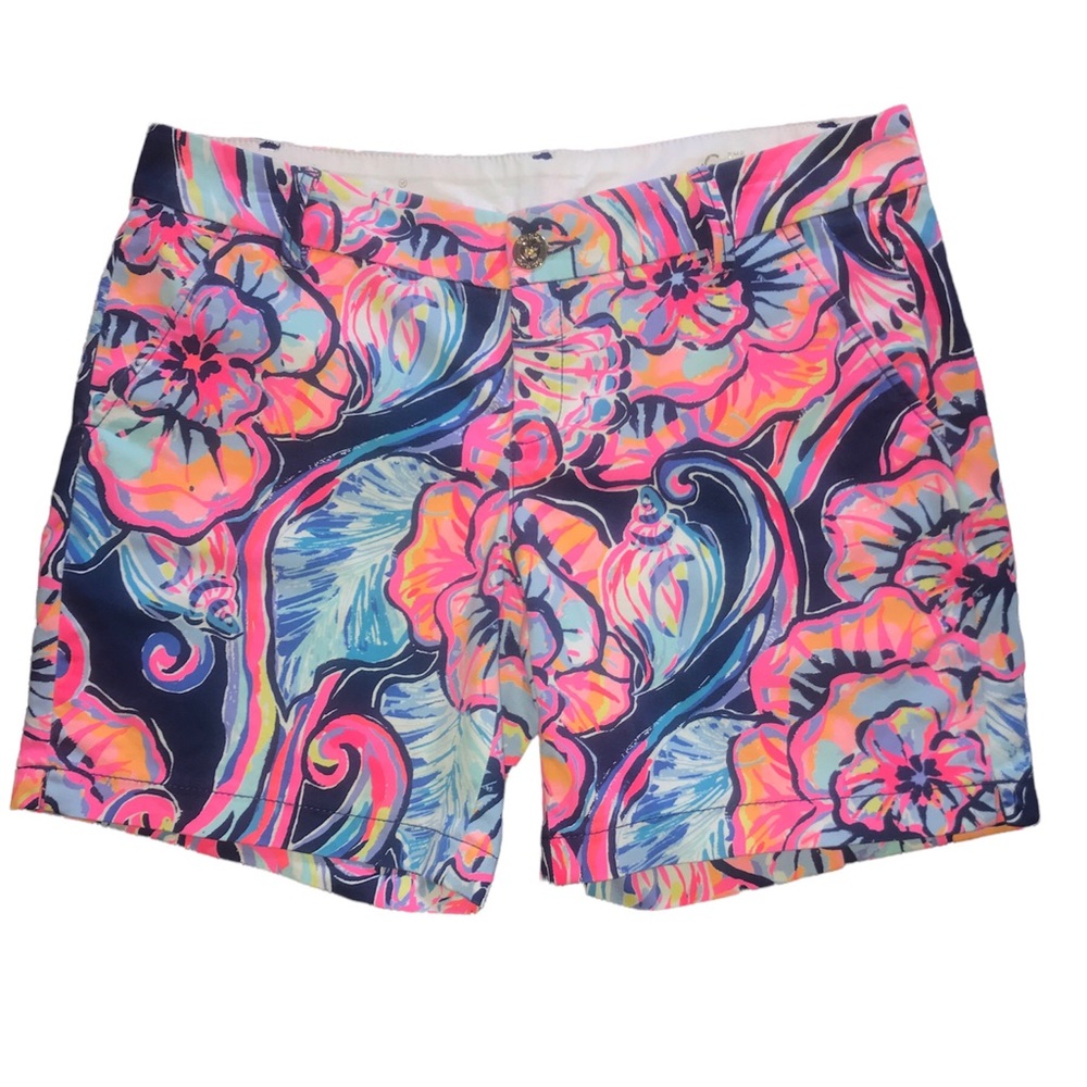 RARE Lilly Pulitzer JAYNE STRETCH Nauti Navy Shorts EUC Sz 6 Inseam 7”